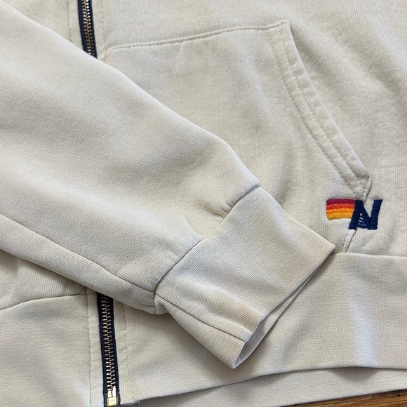 Aviator Nation Cream Hoodie with Rainbow Details - Picture 7 of 9